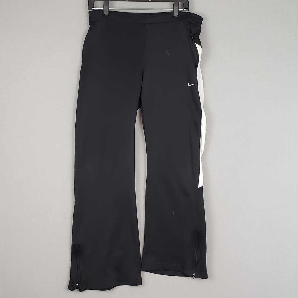 Y2K Nike Team Women's XL Flare Leg Track Pants Black White Retro Athltic Sporty